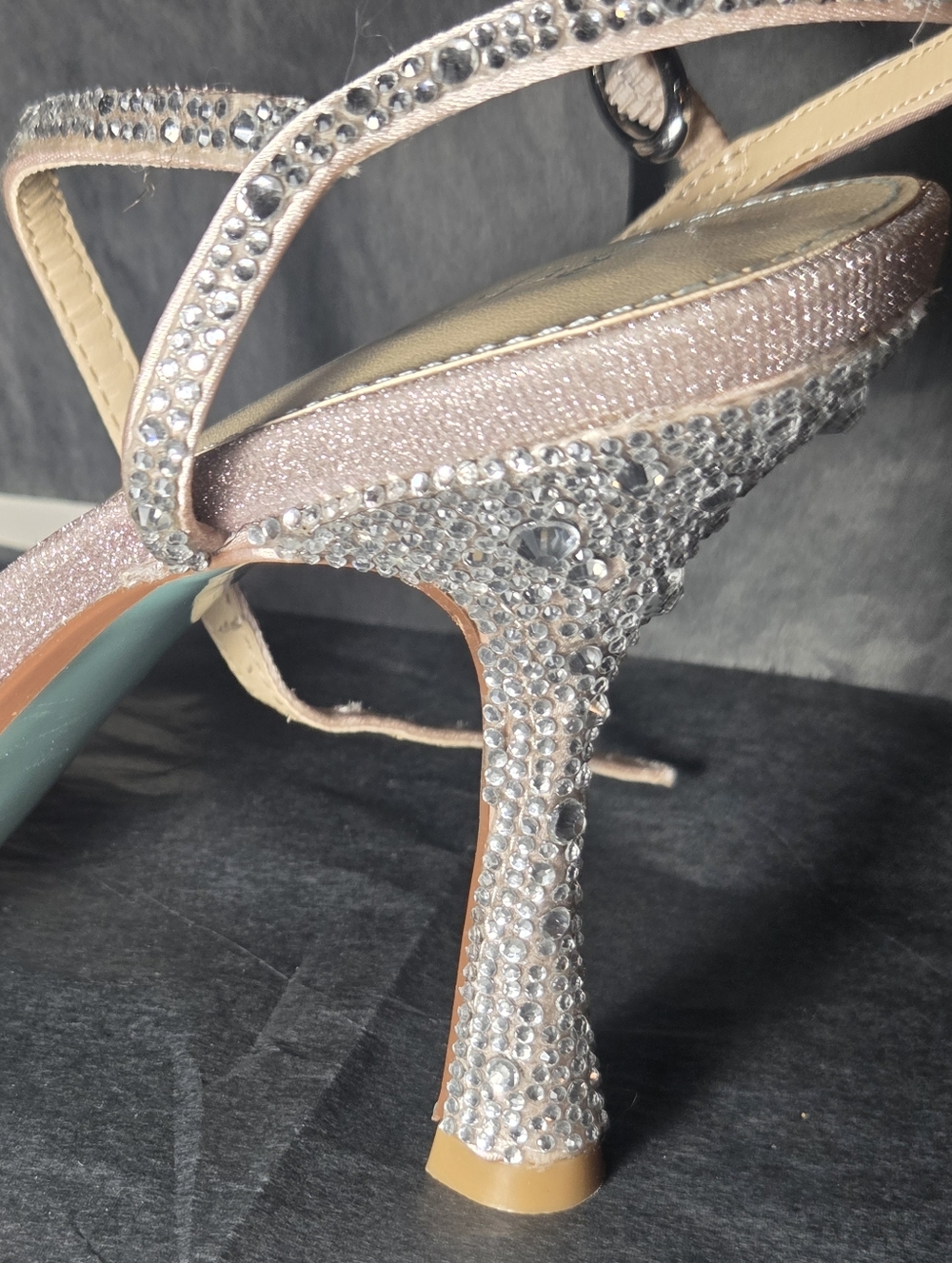 Betsey Johnson Blush Pink Glitter Crystal-Embellished Heels - Picture 8 of 10